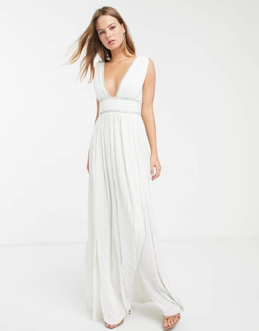 Asos white pleated outlet dress