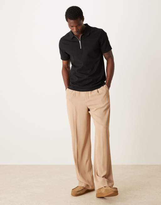 ASOS DESIGN - Premium - Polo van zware stof met rits in zwart, 4 van 4