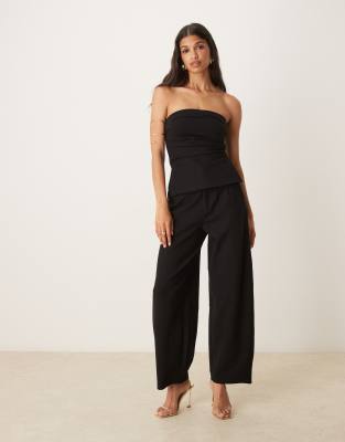 premium ponte barrel leg pants in black - part of a set