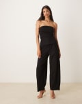 [ASOS DESIGN] ASOS DESIGN premium ponte barrel leg pants in black (Part of a set) 12 Black