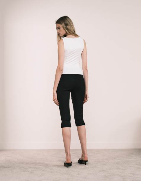 ASOS DESIGN premium ponte capri pant in black - part of a set - view 1