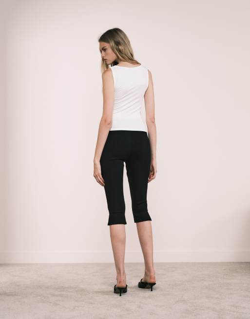 ASOS DESIGN premium ponte capri pants in black