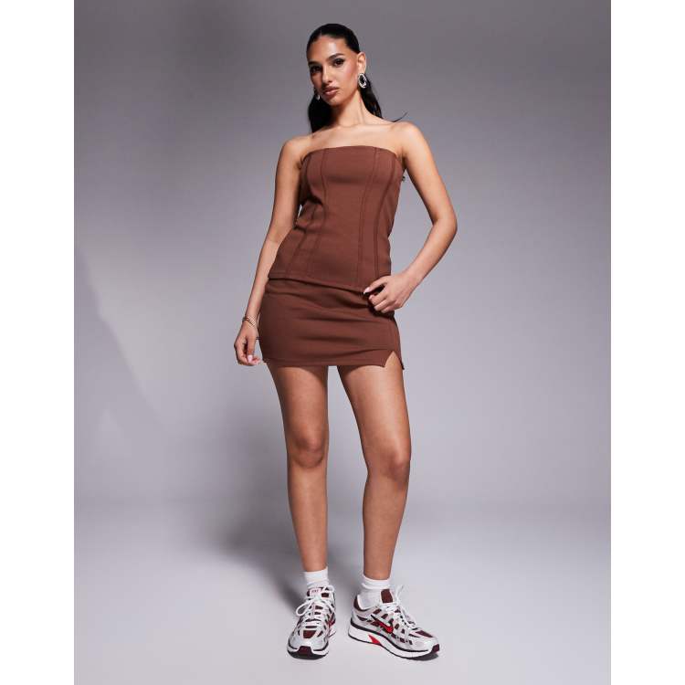 ASOS DESIGN premium ponte set in brown | ASOS