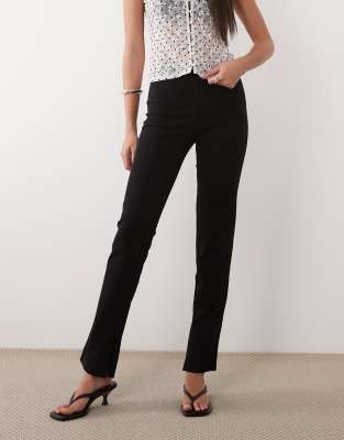ASOS DESIGN Premium ponte tailored waistband skinny legging with zip hem in black