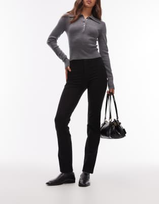 Asos Design Premium Ponte Tailored Waistband Skinny Leggings With Zip Hem In Black