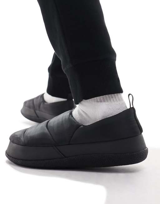 ASOS DESIGN premium puffer slippers in black nylon