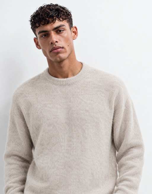 ASOS DESIGN premium pull oversize en maille mohair couleur pierre, 8 de 9