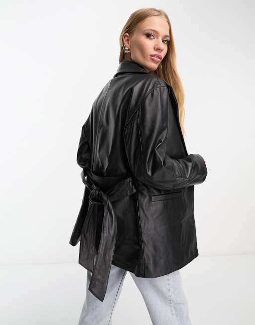 Belted hot sale leather trench