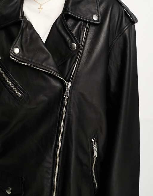 Leather jacket in outlet black colour