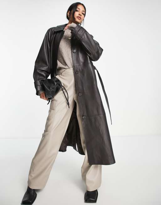 Leather duster coat outlet uk