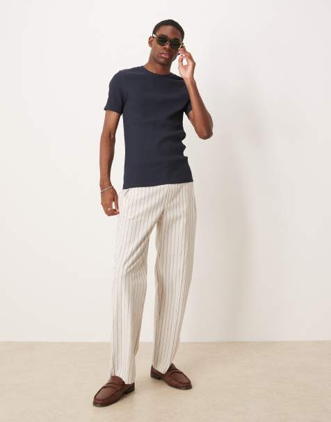 ASOS DESIGN Premium rib muscle fit t-shirt in navy - view 1
