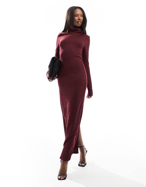 Cheap long hot sale burgundy dress