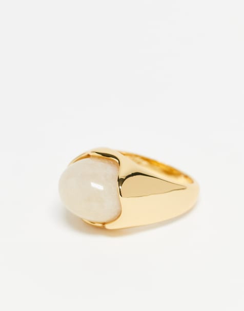 ASOS DESIGN – Premium – Ring mit Bernstein-Halbedelstein und 14-Karat-Vergoldung - view 1