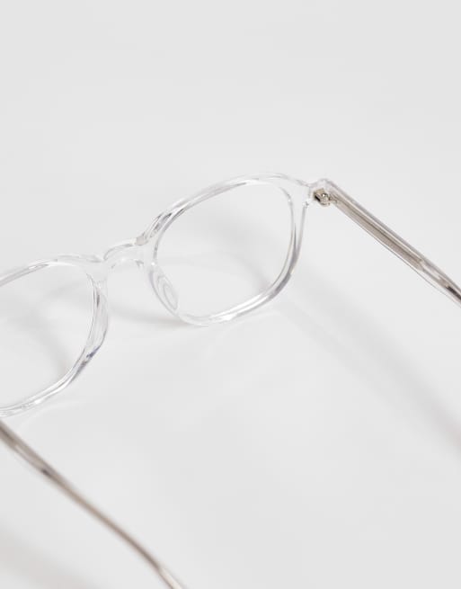 ASOS DESIGN premium round glasses in clear frame with clear lens, 2 of 3