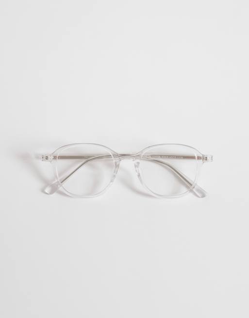 ASOS DESIGN premium round glasses with clear frame and lens, 3 of 3