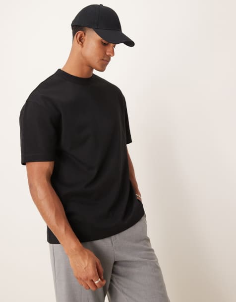 ASOS DESIGN - Premium - Ruimvallend T-shirt van 300g/m² zware stof met interlocknaden in zwart - view 1