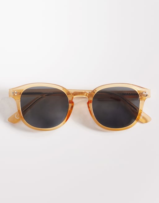 ASOS DESIGN – Premium – Runda solglasögon med orange bågar och röktonade glas, 3 av 3