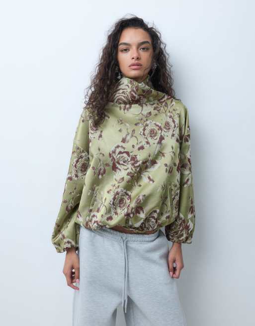 ASOS DESIGN premium satynowa kurtka z żakardowym wzorem i golfem, 5 z 5