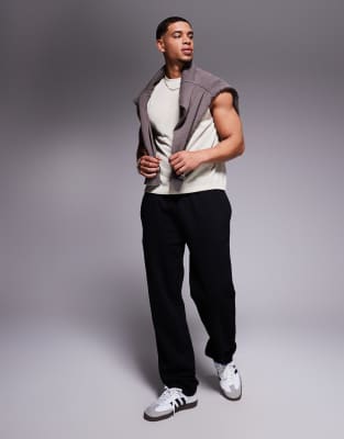 ASOS DESIGN – Premium – Schwere Jogginghose in Schwarz mit geradem Schnitt, 400 g/m²