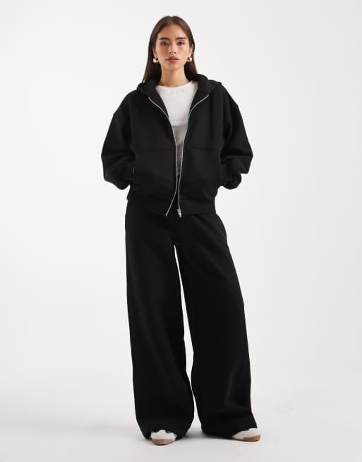 ASOS DESIGN – Premium – Schwere Kapuzenjacke in Schwarz mit Reißverschluss, 500 g/m², 2 von 4