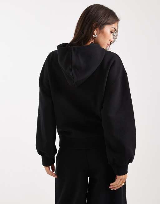 ASOS DESIGN – Premium – Schwere Kapuzenjacke in Schwarz mit Reißverschluss, 500 g/m², 4 von 4