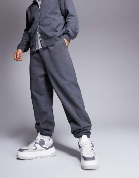 ASOS DESIGN – Premium – Schwere Oversize-Jogginghose in Anthrazit meliert, 400 g/m² - view 1