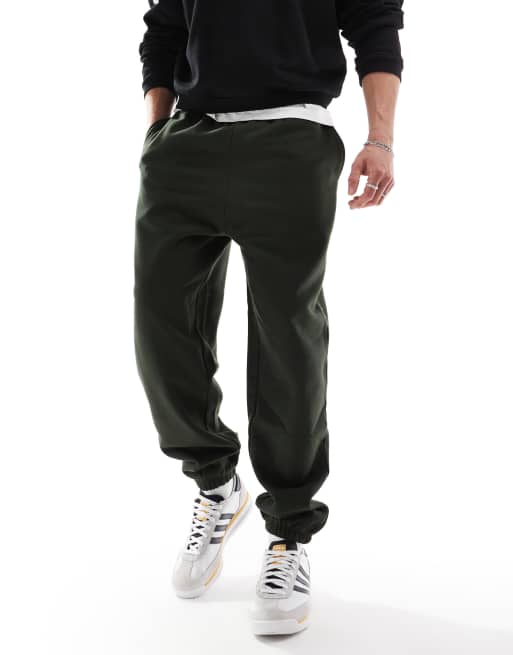 ASOS DESIGN Premium Schwere Oversize Jogginghose in Dunkelgrun 400 g m