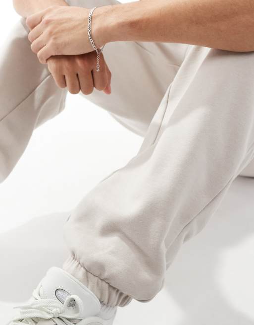 ASOS DESIGN – Premium – Schwere Oversize-Jogginghose in hellem Beige, 400 g/m², 5 von 5