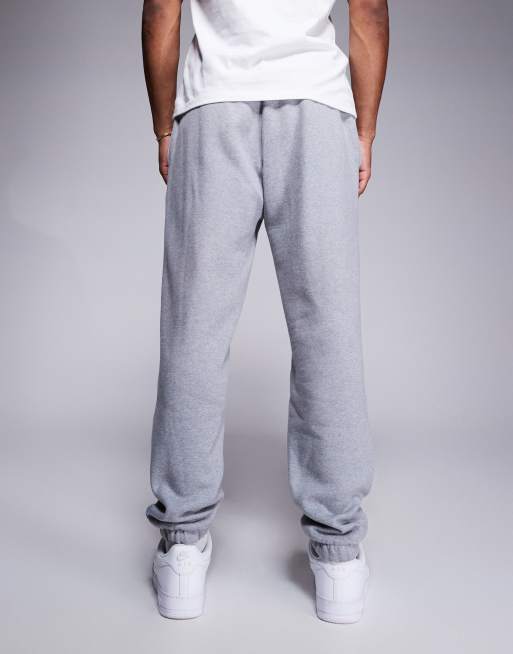 ASOS DESIGN Premium Schwere schmal zulaufende Jogginghose in Grau meliert 400 g m