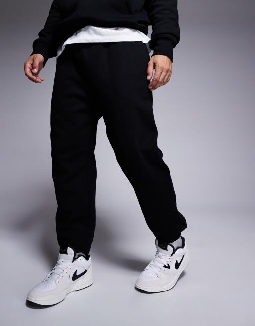 ASOS DESIGN – Premium – Schwere, schmal zulaufende Jogginghose in Schwarz, 400 g/m², 2 von 5