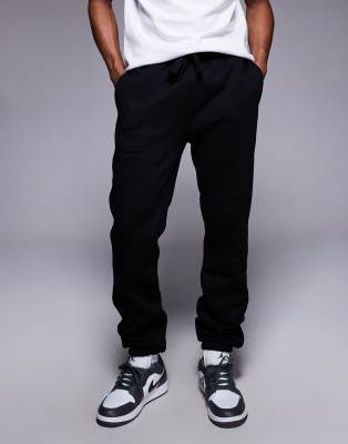 Premium - Schwere Slim-Fit-Jogginghose in Schwarz, 400 g/m² Schwarz M