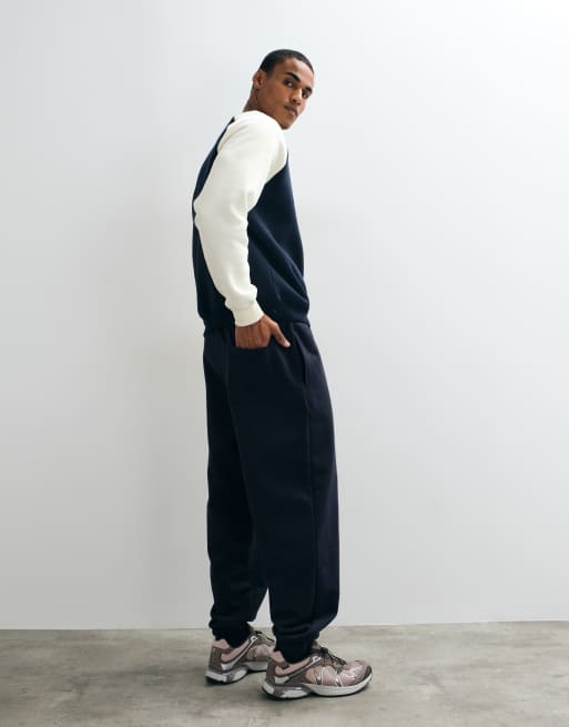 ASOS DESIGN premium schwerer Jogger mit Bündchen in Marineblau - NAVY, 5 von 5