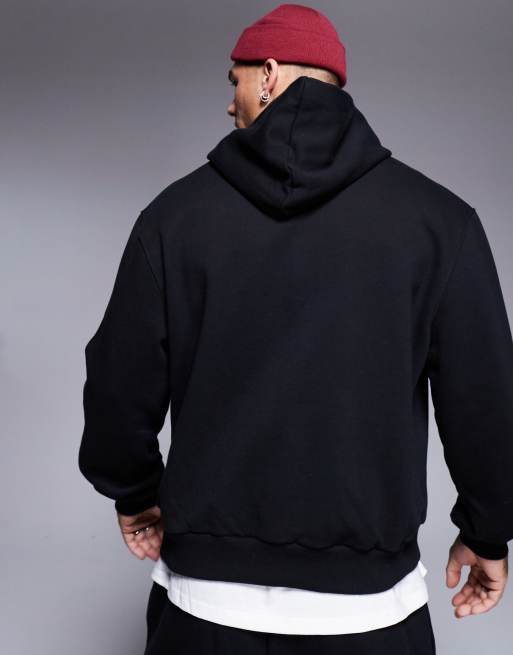 ASOS DESIGN – Premium – Schwerer, kastiger Oversize-Kapuzenpullover in Schwarz, 400 g/m², 4 von 4