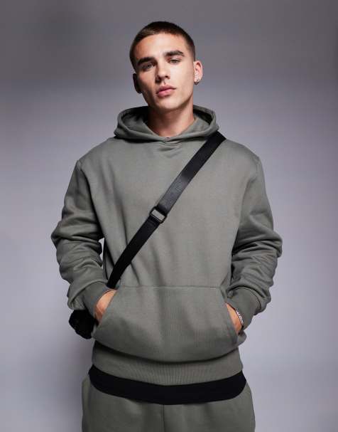 ASOS DESIGN – Premium – Schwerer Oversize-Kapuzenpullover in Khaki, 400 g/m² - view 1