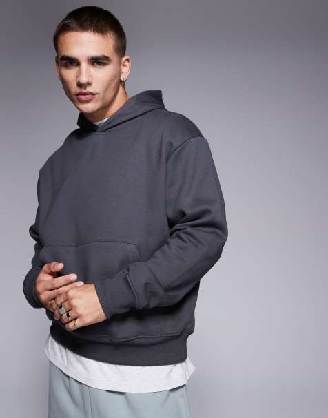 ASOS DESIGN – Premium – Schwerer Oversize-Kapuzenpullover in verwaschenem Schwarz, 400 g/m² - view 1