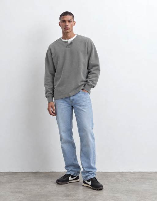 ASOS DESIGN Premium schweres Oversize-Henleyshirt in Anthrazit, 8 von 10