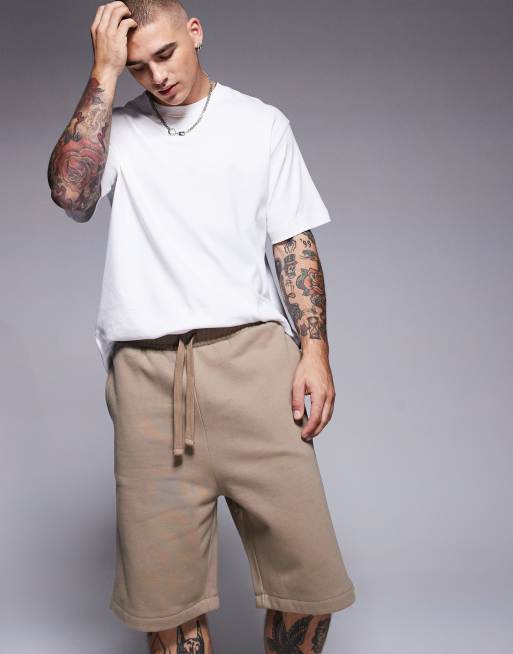 ASOS DESIGN – Premium – Schweres Oversize-Shorts in Beige, 400 g/m²