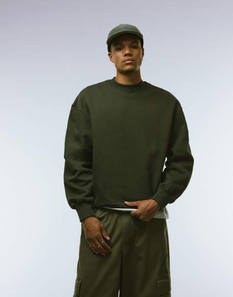 ASOS DESIGN – Premium – Schweres Oversize-Sweatshirt in Khaki, 400 g/m² - view 1