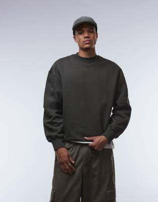 Premium - Schweres Oversize-Sweatshirt in Khaki, 400 g/m²-Grün Grün XL
