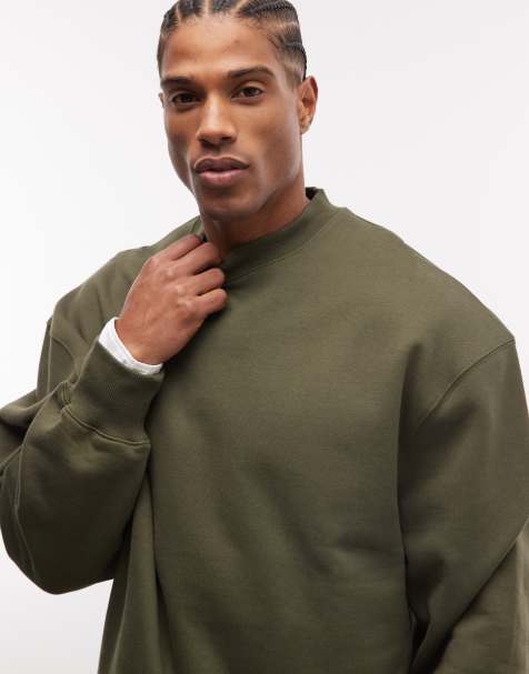 ASOS DESIGN – Premium – Schweres Oversize-Sweatshirt in Khaki, 400 g/m² - view 1