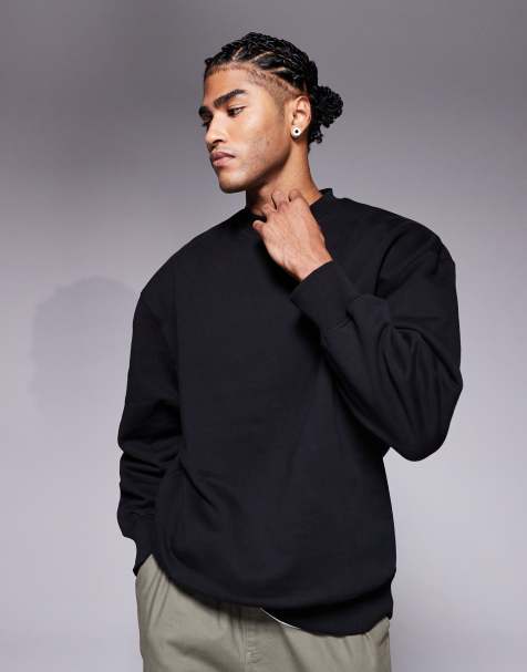 ASOS DESIGN – Premium – Schweres Oversize-Sweatshirt in Schwarz mit längerem Schnitt, 400 g/m² - view 1