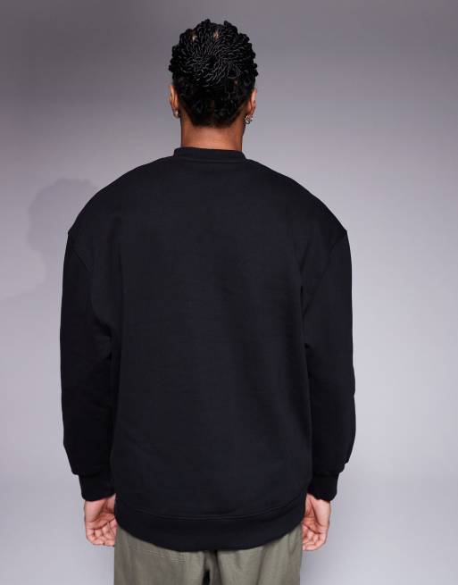 ASOS DESIGN – Premium – Schweres Oversize-Sweatshirt in Schwarz mit längerem Schnitt, 400 g/m², 3 von 5