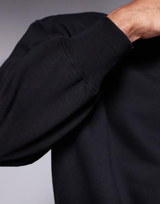 ASOS DESIGN – Premium – Schweres Oversize-Sweatshirt in Schwarz mit längerem Schnitt, 400 g/m², 5 von 5