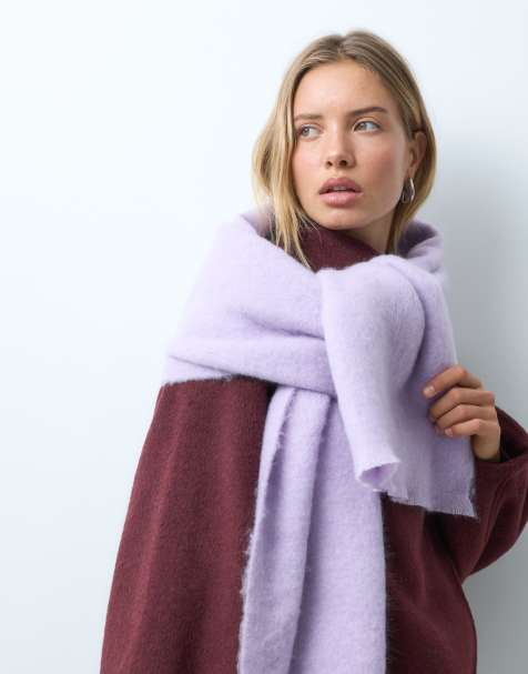 ASOS DESIGN premium sciarpa tessuta ampia in misto lana lilla - view 1