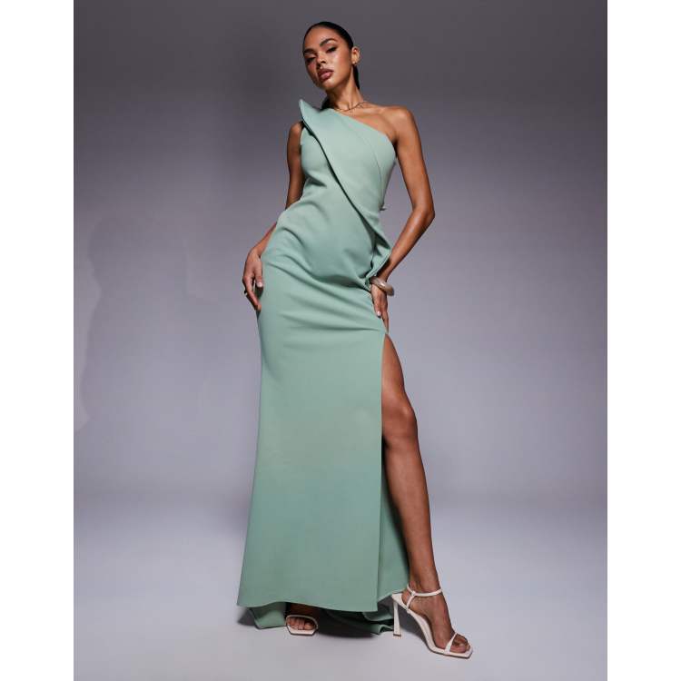 ASOS DESIGN premium scuba maxi dress with exaggerated sharp
