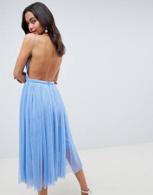 asos design premium scuba pinny midi tulle dress