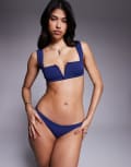 [ASOS DESIGN] ASOS DESIGN premium sculpted bikini top with notched front detail in navy blue-Black 14 Navy Blue