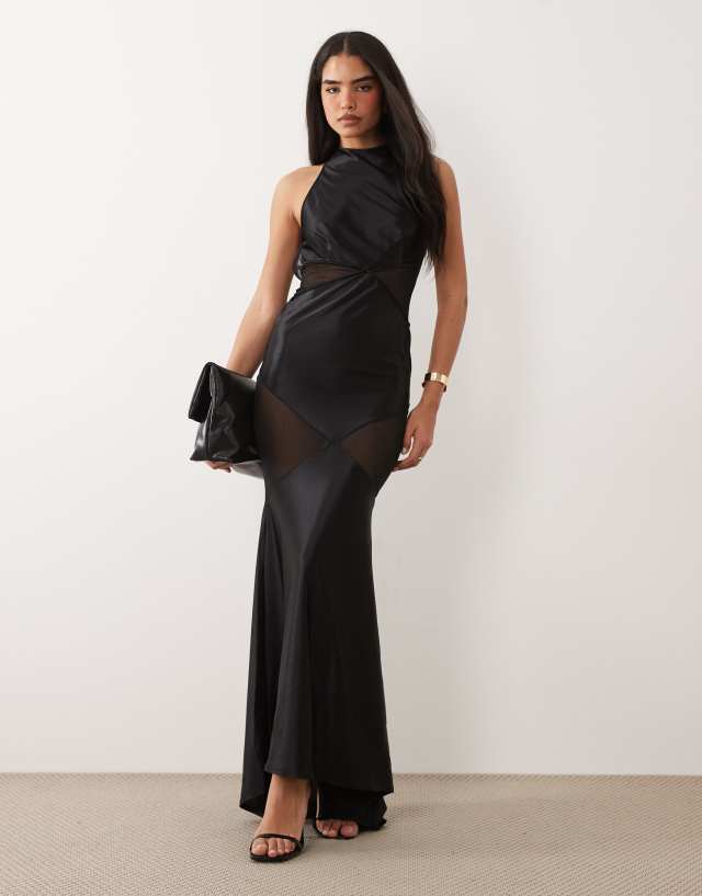 ASOS Design - Sculpted Mesh Panel Maxi Dress - Women - Polyester/Elastane - 8 US