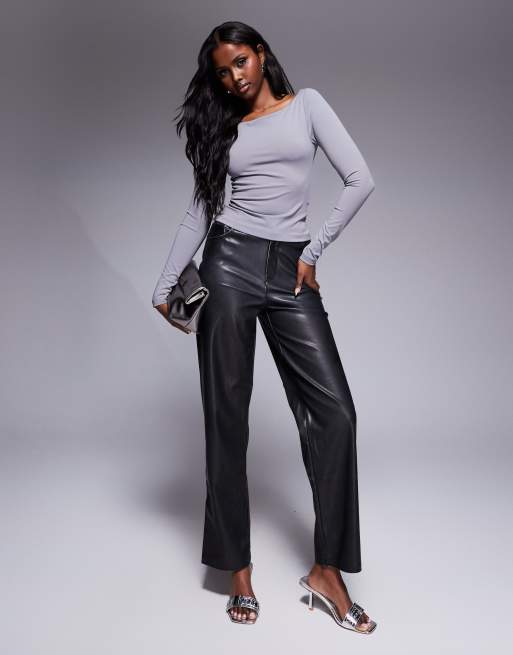 ASOS DESIGN premium sculpting boat neck long sleeve top in