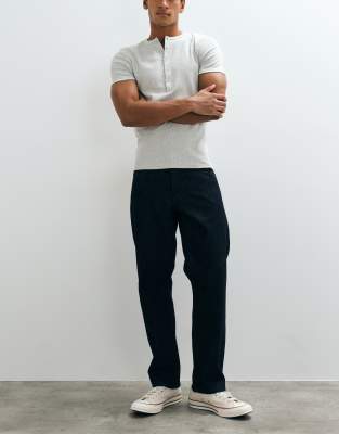 Asos Design Premium Selvage Straight Jeans In Blue